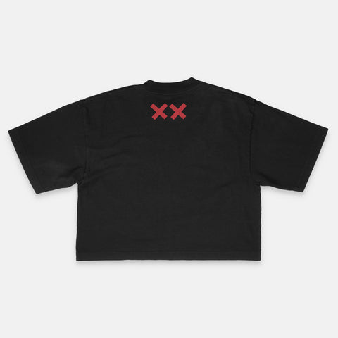COLLIDED CROP TEE BLACK