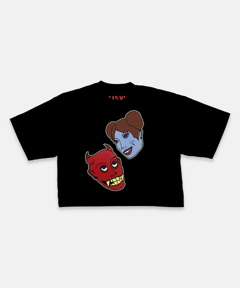 COLLIDED CROP TEE BLACK