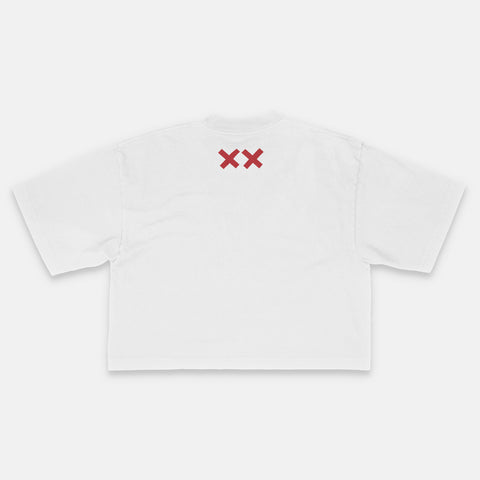 COLLIDED CROP TEE WHITE