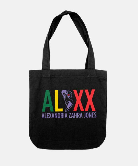 ALXX SIGNATURE BLACK COTTON DENIM TOTE BAG