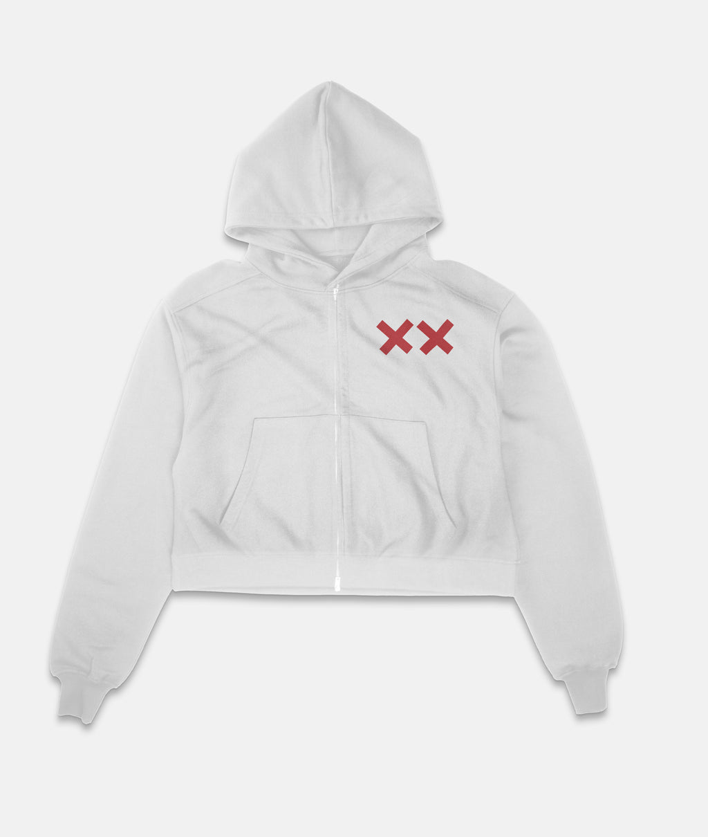 COLLIDED ZIP HOODIE 14OZ HEAVY WEIGHT WHITE